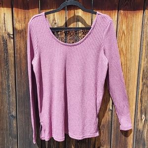 Buffalo Burgandy & lace long sleeve